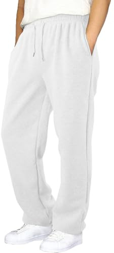 BFYSFBAIG Kids Baggy Joggers Boys Girls 5-16 Years, Straight Leg Sweatpants with Elastic Waist&Side Pockets, School Trousers Loose Fit Tracksuit Bottoms for All Season 11-12 Years White