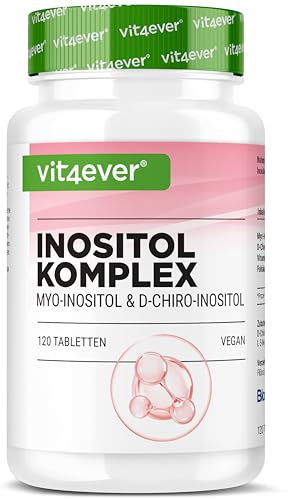 vit4ever Complexe Inositol - 120 Comprimés - 2000 mg Myo & D-Chiro-Inositol | Vitamine B6 & Folate - pour les Femmes ayant un Désir de Grossesse - Contribue à une Fertilité & Hormone normales - Vegan