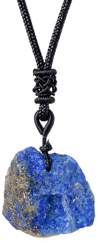 ycezw Bijoux Lapis Lazuli – Pendentif en naturel, collier pierre brute, charme de pierres précieuses faites à la main, pendentif bleu | Collier rock collectionner pour femmes hommes, vêtement