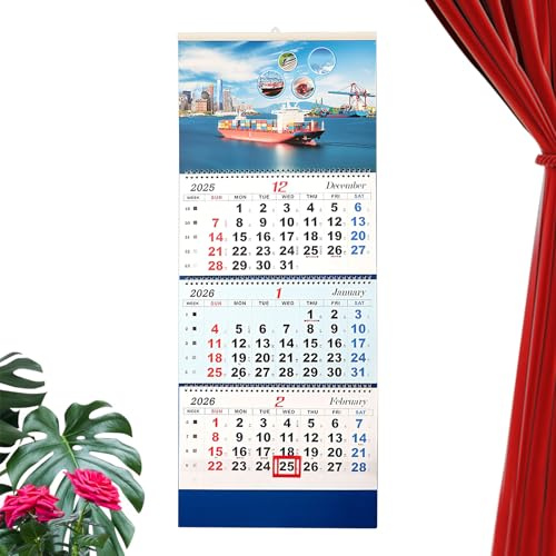 2026 Wall Calendar, Month to Month Calendar with 4 Doors Hanging and Decorative | 2026 Wall Calendar, for School, Office, Home, Family, Room, Dormitory, Restaurant