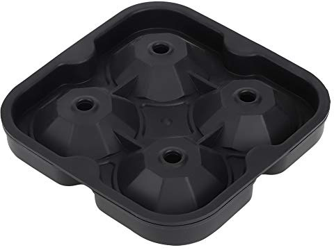 Aumotop Molde para Pasteles con 4 Ranuras para Cubitos de Hielo, Molde Creativo en Forma de Diamante Helado, Material Silicona Grado Alimenticio Refrigerador, Negro, 1 Paquete el Hogar (Negro)