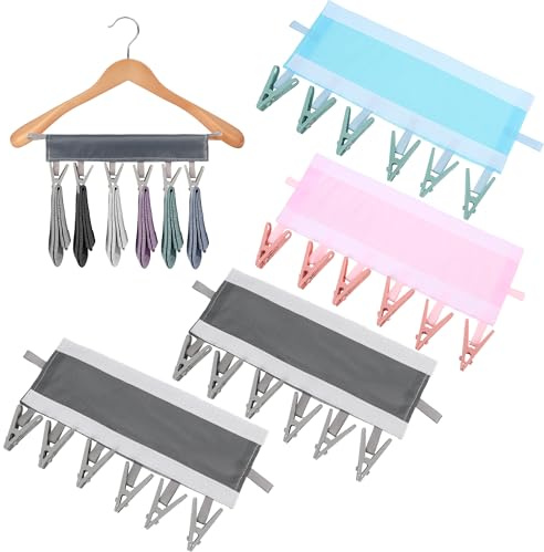 Synther 4-Pack Sock Peg Hanger, Sock Hangers for Drying Lingerie Sock Dryer with Pegs Underwear Dryer Hanger Clothes Pegs for Washing Line Airers and Heated Airers, Ideal for Travel & Home