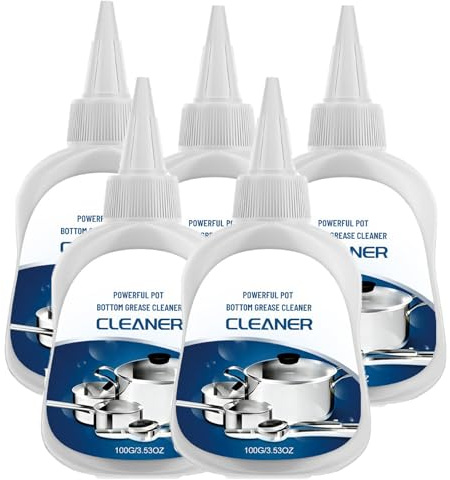 Potente detergente per il fondo della pentola, per rimuovere le macchie e lo sporco, spray in acciaio inox, sgrassatore da cucina, pulitore per pentole e pentole bruciate senza sforzo (5 pezzi)