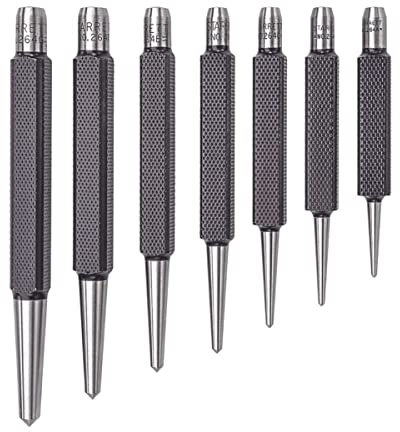 Starrett S264WB Set mit 7 Körnern, 1/16-1/4 konische Spitzendurchmesser, in rundem Kunststoffgehäuse
