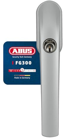 ABUS Poignée de Fenêtre Verrouillable FG300 - Bouton de Fenêtre avec Cylindre Poussoir, à Verrouillage Différent - Niveau de Sécurité 5 - 48517 - Argent