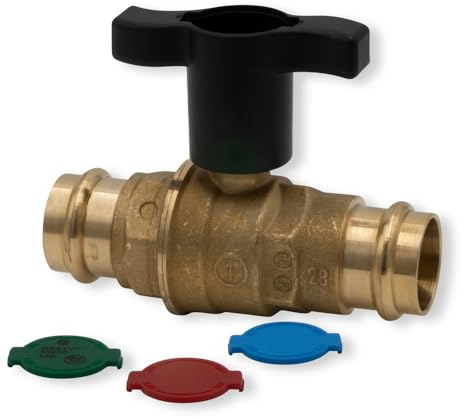 Giacomini Trinkwasser Presskugelhahn 28 mm mit Flügelgriff DN25 V-Kontur und M-Kontur R851VY105