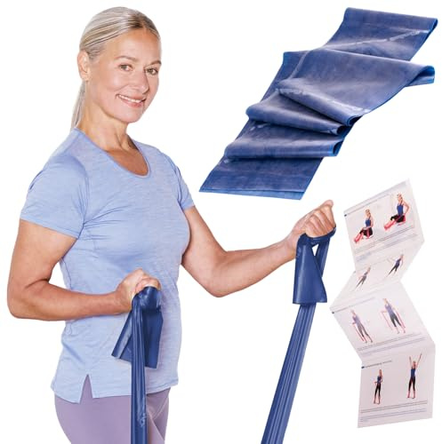 TheraBand 1,50m im PE Beutel mit Anleitung | Fitnessband | Gymnastikband | Stretchband für Ganzkörpertraining | Widerstandsband | Training Bands für Zuhause | Fitness Zubehör | 100% Naturlatex