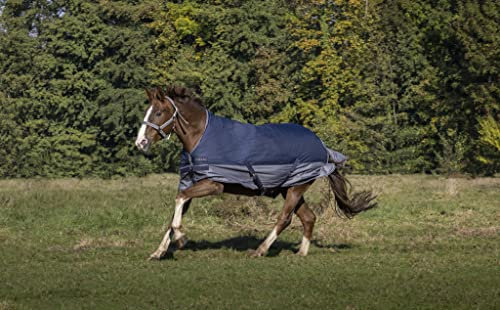 Equi-Theme/Equit'M 400913749 Tyrex 600 D Couverture de Pluie doublée en Polaire Bleu Marine/Gris 145 cm