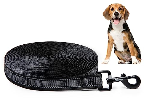 Toozey Schleppleine für Kleine bis Große Hunde mit Rutschfesten Gummis und Reflektierenden Streifen, 5m 10m 15m 20m Weiche und Starke Nylon Lange Hundeleine und Übungsleine für Training, 10m x 2,5cm