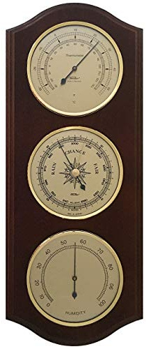 Weather Station with Thermometer, Barometer & Hygrometer 395 x 155 mm - 9178-US °C+°F (Mahogany)