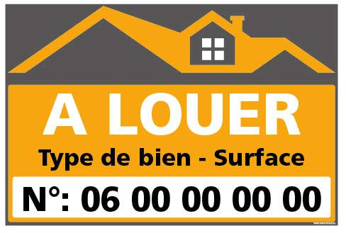 Panneau Immobilier Personnalisable à Louer avec Oeillets aux 4 Coins - Orange - Plastique Rigide AKILUX 3,5mm - Dimensions 600x400 mm - Protection Anti-UV