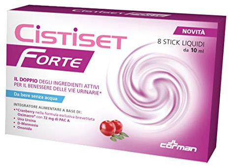 Cistiset Forte Corman 8 Stick Liquidi | uva ursina, ononide, cranberry Oximacro, stick liquidi monodose, senza acqua, senza glutine, senza lattosio, azione forte