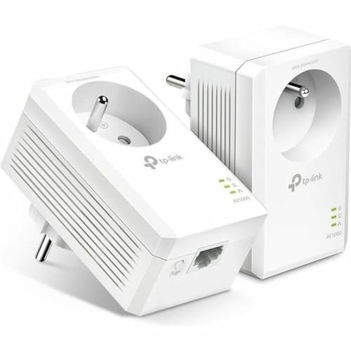 TP-Link CPL 1000 Mbps, 1 Port Gigabit et Prise Intégrée, Pack de 2 CPL - idéal pour Profiter du Service Multi-TV à la Maison, Compatible toutes avec toutes les Box, TL-PA7017P KIT(FR)