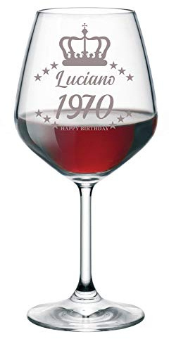 Colorfamily Calice da vino con incisione personalizzabile Compleanno - personalizza con nome e anno - bicchiere in vetro 500 ml