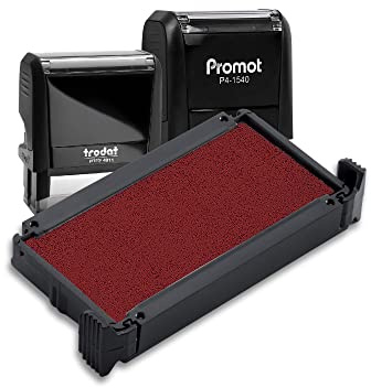 Promot P4-1540, Trodat 4911 Replacement Ink Pad - Replacement Ink for Self Inking Stamp, Color Impression Ink Pad Refill, Self Ink Stamps for Office, Professional & Business Stamping Supplies, Red