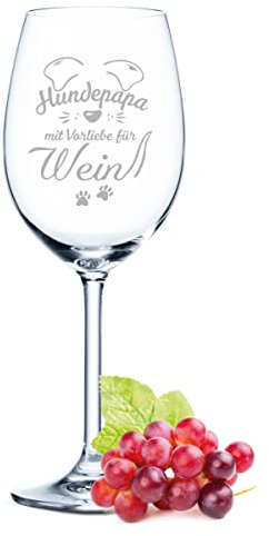 Leonardo Weinglas mit Gravur - Hundepapa mit Vorliebe für Wein - Lustige Geschenke - Geburtstagsgeschenk für Männer mit Hund - Geeignet für Rotwein & Weißwein - Farbe Daily