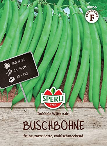 Sperli 80056 Buschbohne Dubbele Witte z.dr, frühe zarte wohlschmeckende Sorte, fadenlos, Portionssaatgut