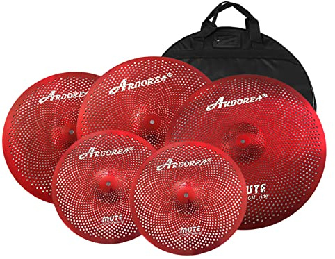 Arborea Low Volume Cymbal Pack - 14 Hi Hat, 16 & 18 Crashes, 20 Ride, 5-Piece Set with Free Cymbal Bag & Practice Mute