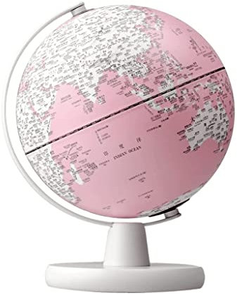 OLOTU Educativa Globo Mappamondo Rosa Illuminato con Supporto, costruito in 5 Colori, Luce Notturna a LED, mappamondo geografico, Facile da Leggere per Bambini e Adulti Girevole Mappamondo