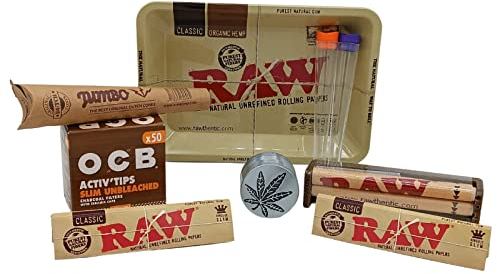 raupir Set RAW King Size Cones OCB Filter Grinder RAW Papers Tablett Drehmaschine Joint Tube Hüllen
