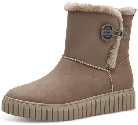 s.Oliver Damen Winterstiefel ohne Absatz Gefüttert Vegan, Braun (Taupe), 41 EU