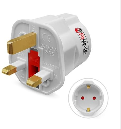 European to UK Plug Adaptor Pack of 1 White - EU to UK Plug Adapter EU Travel Adapter for Electronic Devices - Euro Schuko Type C to G 2 Pin to 3 Pin Adapter Plug UK