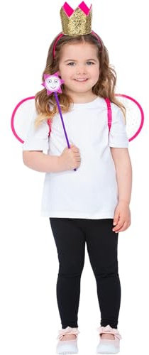 Smiffys Ben and Holly's Little Kingdom Holly Instant Kit for Kids Crown on Headband Wings and Wand Official Ben & Holly Licensed All-In-One Pack Ideal for Fancy Dress
