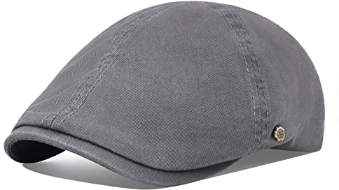 tcax Schiebermütze Herren Cotton Newsboy Cap Herren Damen Efeu Schiebermützen Frühling Sommer Baskenmützen Gatsby Hüte Fahrer Retro Boina Für Männlich Weiblich,Dunkelgrau,56-59Cm