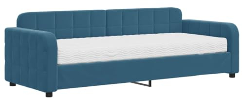 vidaXL Tagesbett, Schlafsofa mit Matratze, Bettsofa Gästebett mit Lattenrost, Sofa Bett für Schlafzimmer Wohnzimmer, Blau 80x200 cm Samt