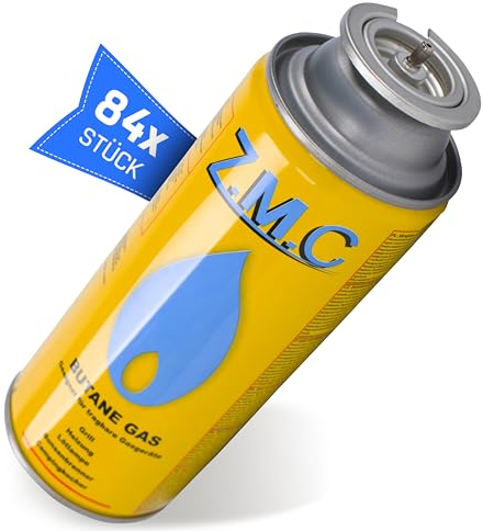 Z.M.C 84x Gaskartuschen 227g mit Ventil Typ MSF-1a, Universal Butangas Kartuschen mit Bajonett Anschluss für Campingkocher, Gasheizung, Gasbrenner