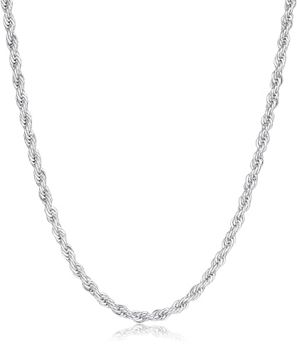 Bling King London Silver Twisted Rope Chain, 4mm-8mm Thick 24-30 Inch Long