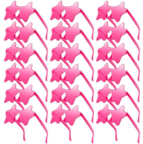 Morcheiong 10/20/30/40 Pcs Lunettes de soleil étoiles colorées sans monture, lunettes de soleil tendance pour fête de mariage à la piscine, verres pentagrammes (20, rose red)