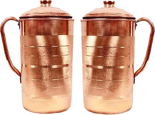 BistHub - Brocca in rame SilverTouch, brocca per conservare e servire acqua da ristorante, a prova di perdite, articolo da cucina, articolo in rame, confezione da 2, (1500 ml ciascuna)