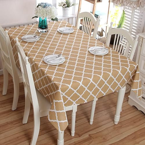 Homxi Tischdecken Quadratisch 120 W x 120 L cm,Gartentischdecke Khaki Raute Muster Polyester Baumwolle Tischdecke Fleckabweisend