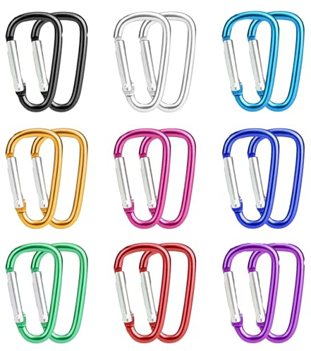 18 Stück Karabinerhaken Klein, Karabiner Schlüsselanhänger Mini Karabiner Schlüsselanhänger, Karabiner Bunt für Camping Angeln Reisen Wandern Rucksack