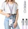 enablink Cadena universal para teléfono móvil, adecuada para todos los smartphones con 2 parches universales, 30W Cable USB C a IP Cable de Carga Rápida, correa ajustable y extraíble 1.2M Morado