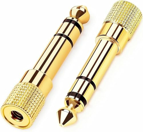 2 Pcs Headphone Adapter, 3.5mm Female To 6.5mm Male Jack, Premium Gold Plated Stereo Aux Converter, Long Life Jack Converter For Digital Piano And Keyboard, Plug Audio Stereo Adapter