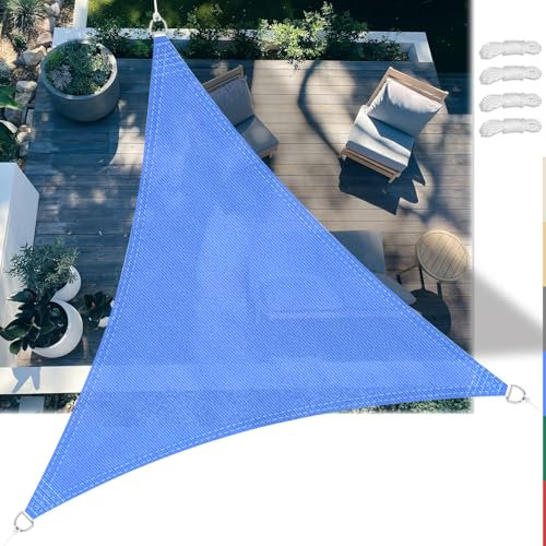 SSFMSF Red de Sombra Exterior 1.5x1.5x1.5m, Triángulo Malla de Protección Solar 90% UV, HDPE Resistente al Viento y Transpirable, para Fácil Instalación, Ideal para Jardín, Terraza, Pérgola - Azul