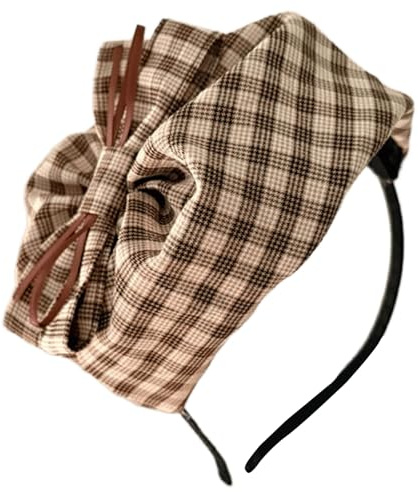 Kariertes Haarband mit Schleife, für Damen und Mädchen, ästhetisches französisches Haarband, Abendparty, Fascinator, Haarreif für Haarstyling