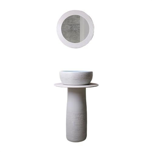 XDAWQP Standwaschbecken Badezimmer-Waschtisch mit Sockel, kleines Standwaschbecken für drinnen und draußen, Kombination aus Keramik-Standwaschbecken Badezimmer-Standwaschbecken，005 One Size