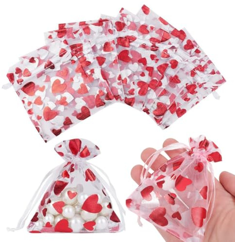 100 PCS Organzasäckchen, Kleine Geschenk Organzabeutel, Organzabeutel Säckchen Geschenkbeutel Säckli, Organza-Beutelchen mit Kordelzug Sie als Hochzeit Bonbonsbeutel, Geschenkbeutel (7 x 9 cm)