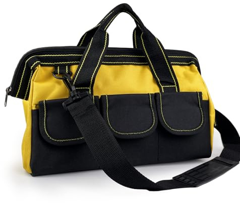 VELLUSTRA Sac à Outils, Sacs à outils Robustes, Poches Multiples, Sangle D'Épaule Réglable Épaule Fond Dur Etanche pour l'organisation Des Outils Pour à La Maison Et Le Stockage D'équipement