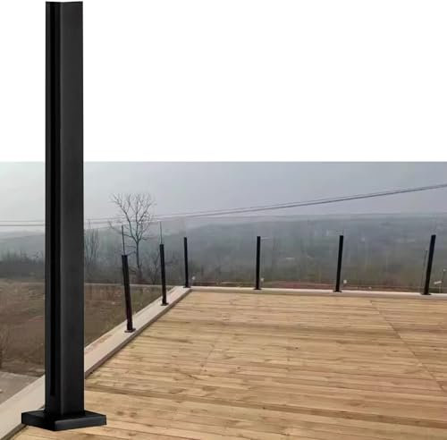 Palo Ringhiera Vetro Morsetto Nero Ringhiera Di Vetro Con Fessure E Base, 22 30 38 41 49 57 61 Pollici Pannello Di Balaustra Di Vetro Sistema Di Supporto Per Interni All'aperto, Per Balcone/patio(End
