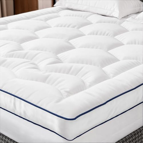 Klyvvo Microfibre Surmatelas 140x190x8cm, Protege Matelas Doux, Surmatelas Matelassé pour Matelas Durs, Ressorts de Boîte, Lits D'invités et Canapés, Garnissage 1000g, Idéal pour 2 Personnes