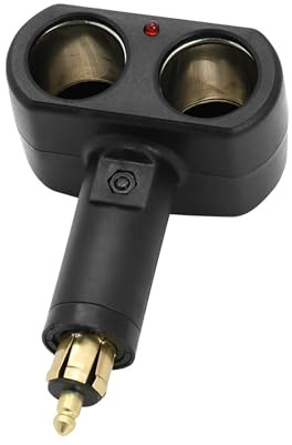 Leloco 12V Zigarettenanzünder Adapter 1-zu-2, DIN Norm Steckdosen für Motorräder, Geländemotorräder, ATV – 12V/1A Adapter Zigarettenanzünder Verlängerung