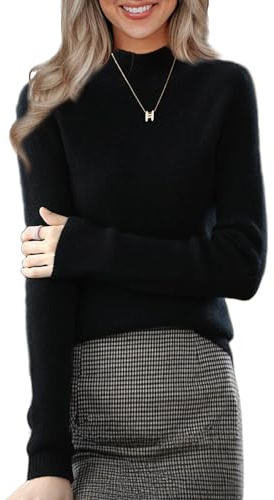 VEOMRI LUKCH Women's Turtleneck Slim Sweater Fall Ribbed Knit Long Sleeve Pullover Casual Stretch Jumper UK Black S