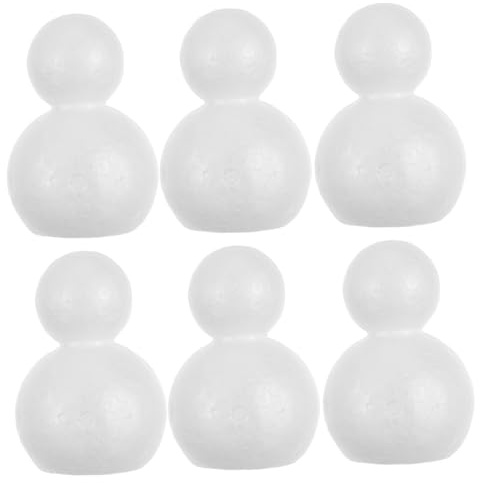ULTECHNOVO 6pcs Foam Snowman Figurine Double Ball Polystyrene DIY Craft Decoration for Christmas Room Ornaments and Holiday Party Favor Handicrafts