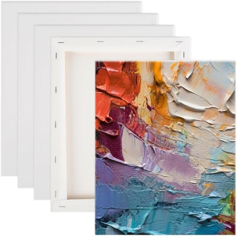 POUMUE 5pc Leinwand zum Bemalen Klein 24x30cm,Vorgespannte Weiße Künstler Canvas Panel Leinwänd,1,6cm Dick Starkem Leinwan d Blank Leinwand mit Holzrahmen für Erwaschsene, Künstler und Kinder