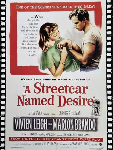KUSTOM ART Poster Decorativo da Parete Serie Locandine Film Celebri A Streetcar Named Desire Un Tram Chiamato Desiderio Stampa su Cartoncino 40x30cm Senza Cornice
