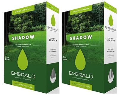 Emerald SHADOW, Semi Prato Resistente all’Ombra, Crescita Rapida, Colore Intenso, Alta Resistenza a Calpestio e Malattie, Ideale per Giardini e Zone Difficili, 1kg x 40mq (2, kg)